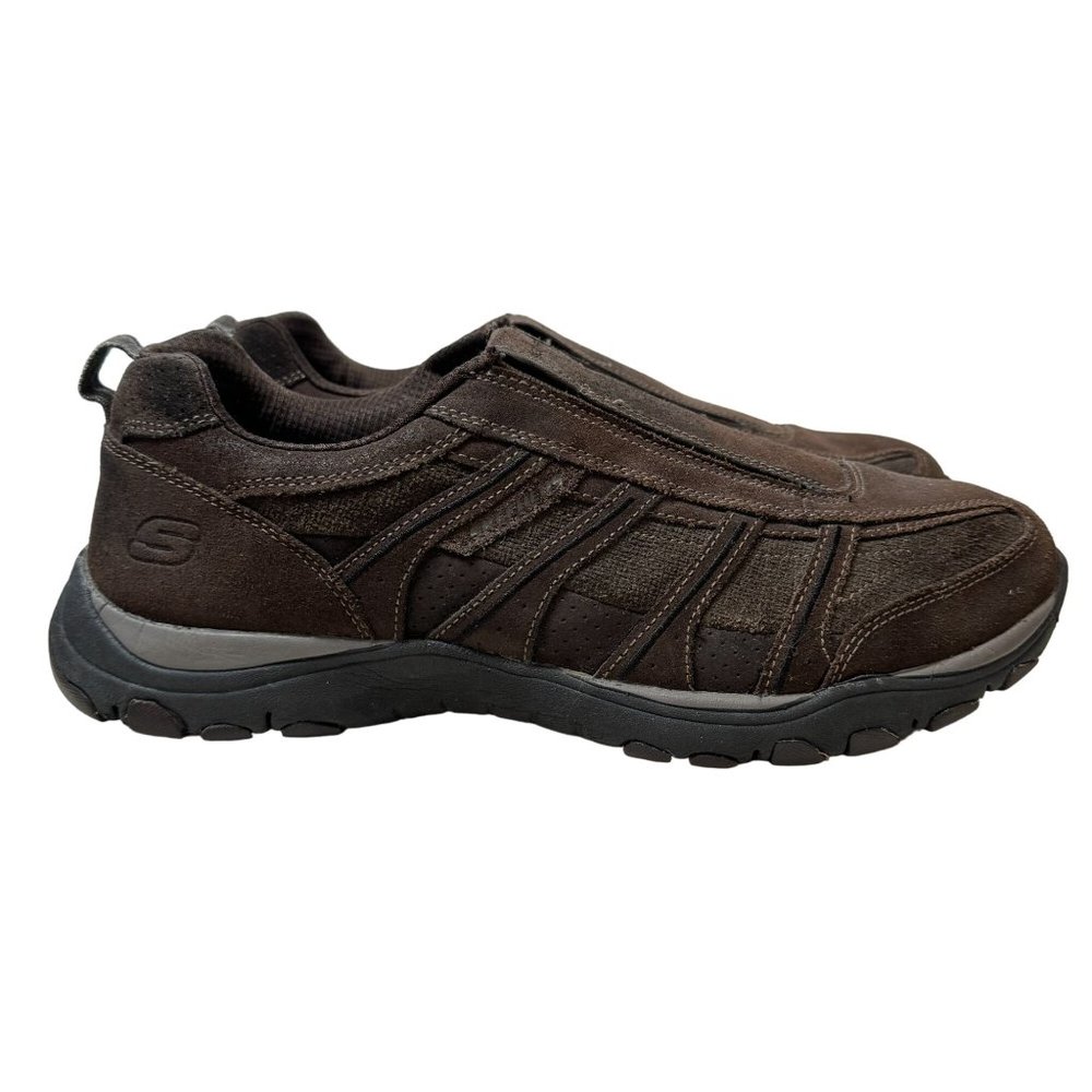 Skechers Shoes Mens Size 11 Dark Brown Leather Suede Slip On Loafers